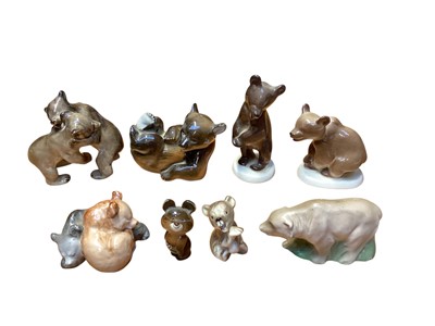 Lot 1189 - Group of eight Russian Lomonosov LFZ models of bears including Olympic bear