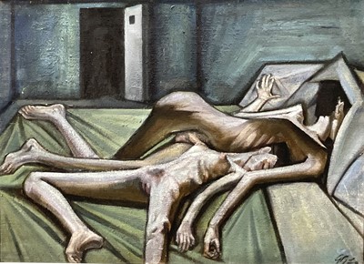 Lot 239 - Geoffrey Burnand (1912-1997) oil on canvas, Figural scene. 57cm x 77.5cm, Framed, signed and dated