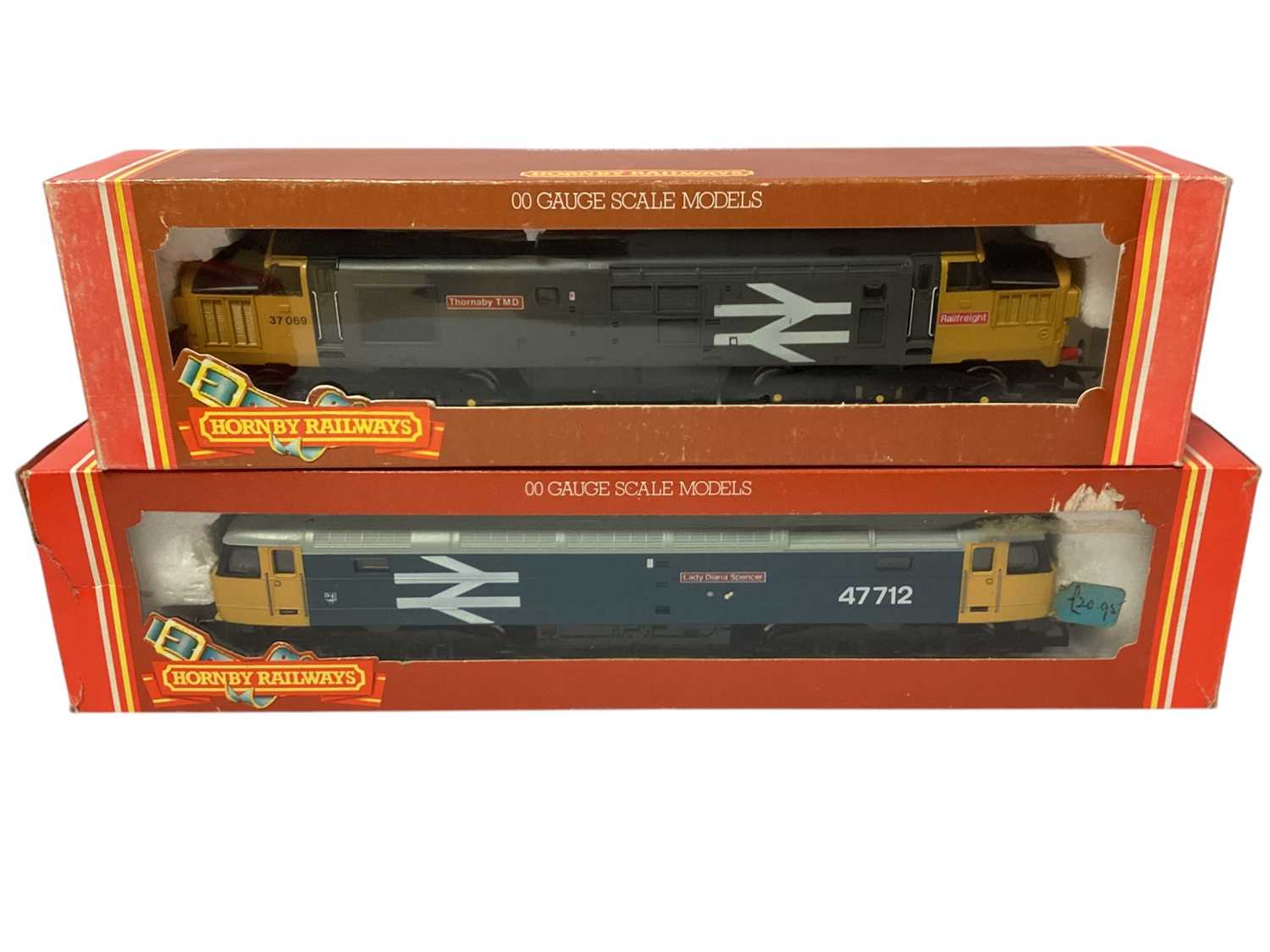 Lot 1855 - Hornby OO Gauge Large BR Logo diesels including Class 47 Lady Diana Spencer, R316, Class 58 Co-Co 58001, R250, Class 37 Railfreight Thornaby TMD, R348, BR Class 52 Western Harrier, R778 & Bo...