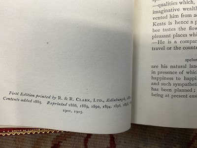 Lot 1774 - Poetic works of John Keats, 1903 edition, in very fine tooled red calf binding