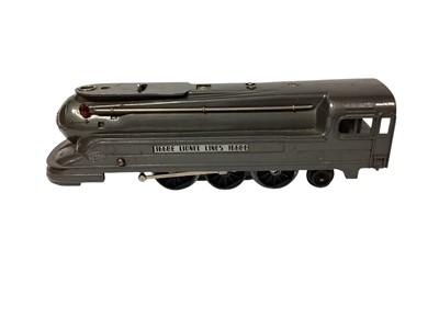 Lot 1860 - Lionel Lines O Gauge locomotive & Tender, with tin plate coaches & rolling stock, plus track, Platforms and scenery and OO Gauge track