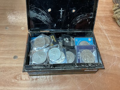 Lot 436 - G.B. - Mixed coins to include Victoria silver Crowns YH 1845 (N.B. Edge bruise) otherwise GF, JH 1889 x 3 (N.B. Mixed grades), Double Florin 1887 AVF, silver Three Pences x 30, cupro nickel Crow...