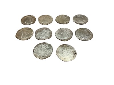 Lot 439 - G.B. - Charles I silver hammered Shillings bust 6 m/m triangle type S.4.4, 1639-40 (N.B. Mixed grades generally F-GVF) (10 coins)