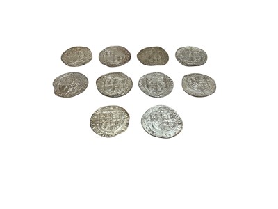 Lot 440 - G.B. - Charles I silver hammered Shillings bust 6 m/m triangle type S.4.4, 1639-40 (N.B. Mixed grades generally F-GVF) (10 coins)