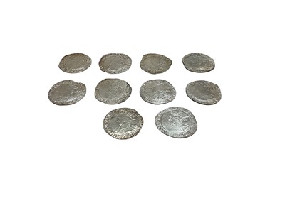 Lot 440 - G.B. - Charles I silver hammered Shillings bust 6 m/m triangle type S.4.4, 1639-40 (N.B. Mixed grades generally F-GVF) (10 coins)