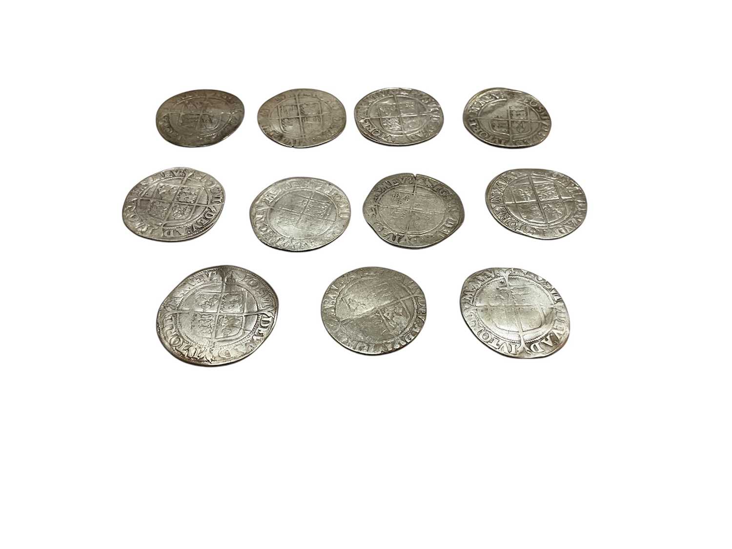 Lot 443 - G.B. - Elizabeth I silver Shillings m/m martlet 1560-61 x 10 coins (N.B. Mixed grades generally Poor-Fair) (11 coins)