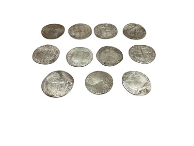 Lot 443 - G.B. - Elizabeth I silver Shillings m/m martlet 1560-61 x 10 coins (N.B. Mixed grades generally Poor-Fair) (11 coins)