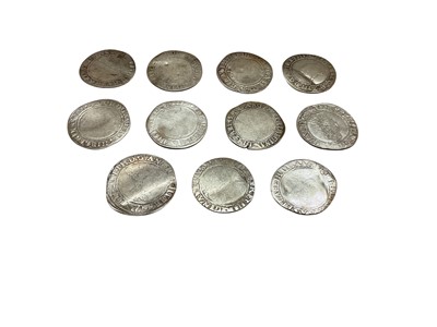 Lot 443 - G.B. - Elizabeth I silver Shillings m/m martlet 1560-61 x 10 coins (N.B. Mixed grades generally Poor-Fair) (11 coins)
