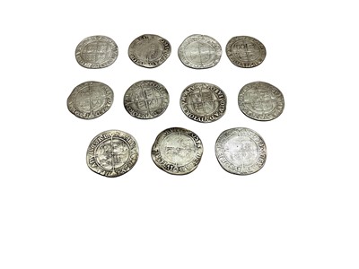 Lot 444 - G.B. - Elizabeth I silver Shillings m/m martlet 1560-61 x 10 coins (N.B. Mixed grades generally Poor-Fair) (11 coins)