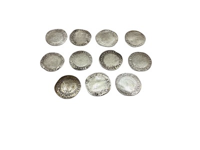 Lot 444 - G.B. - Elizabeth I silver Shillings m/m martlet 1560-61 x 10 coins (N.B. Mixed grades generally Poor-Fair) (11 coins)