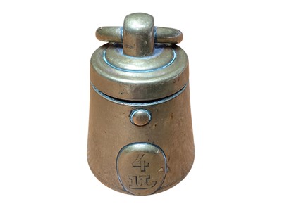 Lot 2443 - Victorian novelty brass inkwell in the form of a 4lb weight