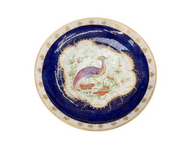 Lot 764 - Georgian Barr Worcester porcelain cabinet plate decorated with an exotic bird, incised B mark, 20cm diameter