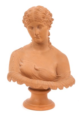 Lot 104 - 19th century terracotta classical bust of Clytie. Impressed marks to back for Peter Ipsen Eneret, 515 Copenhagen