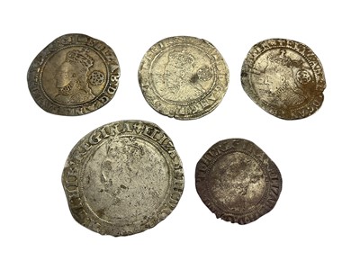 Lot 459 - G.B. - Mixed Elizabeth I silver hammered coins to include Shilling 1560-61 bust 1A m/m cross-crosslet, scarce (Spink ref: 2555A), Six Pences 1578 m/m Greek cross (Spink ref: 2572), 1583 m/m bell...