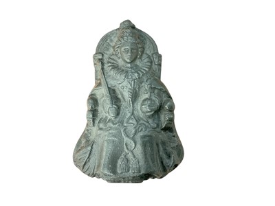 Lot 752 - 20th century heavy cast lead tompion depicting Queen Elizabeth I, possibly from HMS Queen Elizabeth