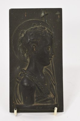 Lot 856 - Arts and Crafts period bronze plaque depicting the young John the Baptist