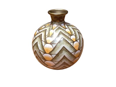 Lot 2457 - Modernist design cloisonné enamel vase of squat form