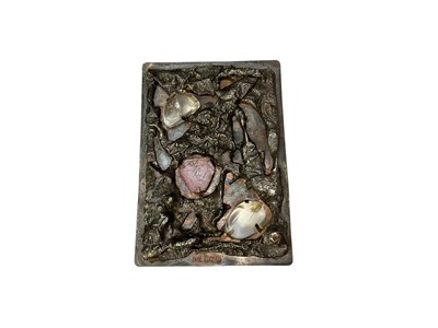 Lot 116 - Modernist silver rectangular panel pendant set with semi-precious stones (Birmingham 1997)