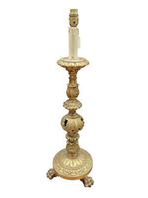Lot 661 - Late 19th century carved wood and gilt table lamp