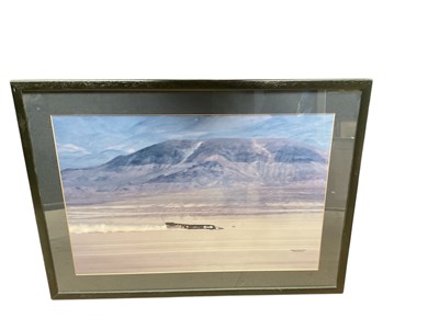 Lot 29 - Collection of Trust SSC items including framed "The Duel in the Desert" photograph, items signed by Andy Green and Richard Noble