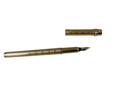 Lot 2435 - Cartier gold plated fountain pen, no. 665184, with 18ct gold nib
