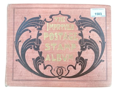 Lot 1503 - Stamps - The Improved Stamp Album mint and used to include G.B. 1840 1d Black, early French imperfs, German & States