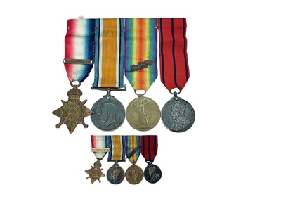 Lot 31 - First World War 1914 'Mons Star' medal group comprising 1914 Star with 5th Aug. - 22nd Nov. 1914 clasp, named to 2180 L. CPL. G. Bishop 2/DNS., War and Victory medal