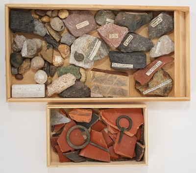 Lot 968 - Collection of fossils, geological specimens, Roman coins, pottery etc.