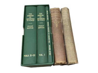 Lot 1791 - Philip Benton - History of Rochford Hundred, two volumes and companion volume, 1991 cased set and 1867 original two volumes.