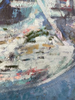 Lot 119 - Meirion Jones (Welsh, born 1966) oil on board - 'Fishmonger', 50cm x 38cm, signed, framed