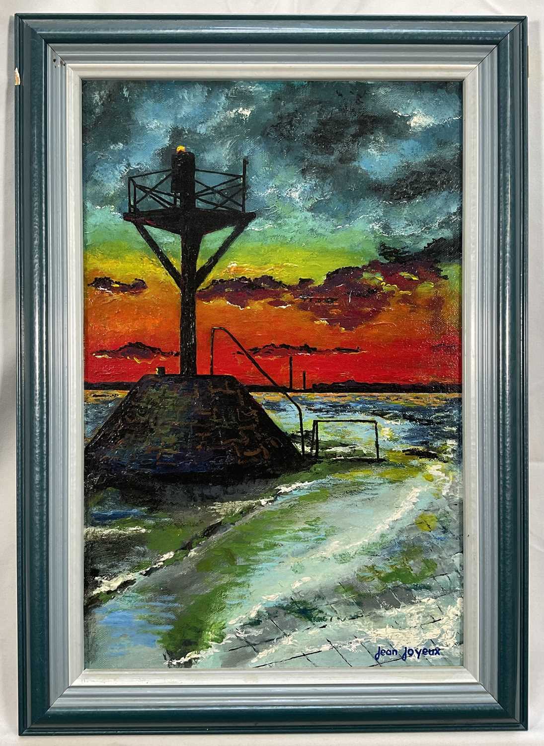 Lot 117 - Jean Joyeux 20th century oil on canvas - Le Soir sur Le Gois, 1993, signed and dated, 41cm x 27cm, framed