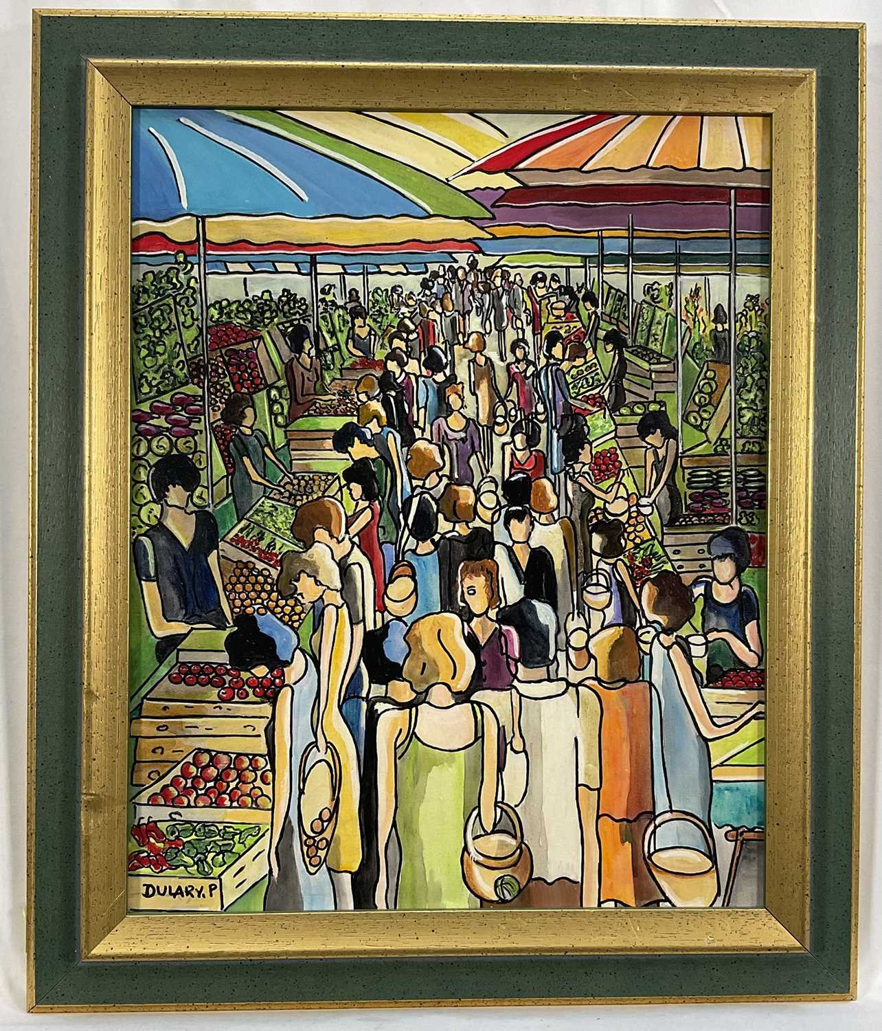 Lot 118 - 20th Century French school oil on canvas - Arles Market, signed 'Dulary', 40cm x 32cm, framed