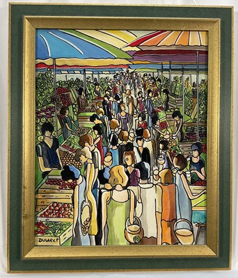 Lot 118 - 20th Century French school oil on canvas - Arles Market, signed 'Dulary', 40cm x 32cm, framed