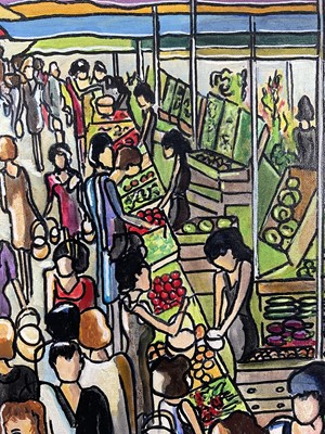 Lot 118 - 20th Century French school oil on canvas - Arles Market, signed 'Dulary', 40cm x 32cm, framed