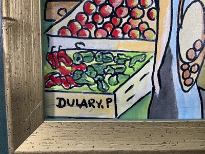 Lot 118 - 20th Century French school oil on canvas - Arles Market, signed 'Dulary', 40cm x 32cm, framed