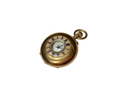 Lot 69 - Continental 14ct gold half hunter fob watch