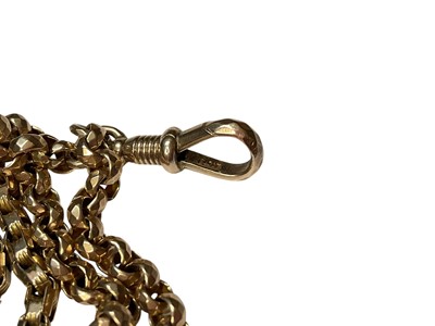 Lot 70 - Victorian yellow metal long guard chain
