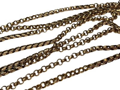 Lot 70 - Victorian yellow metal long guard chain