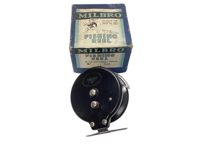 Lot 2431 - Vintage Milbro fishing reel in original box, together with a Bijou reel and four other vintage reels (6).