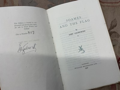 Lot 1403 - John Galsworthy - Soames and the Flag, signed limited edition, limited to 1025 copies, 1930, together with Stella Benson - Christmas Formula, illustrated by Clare Leighton, signed and numbered f...