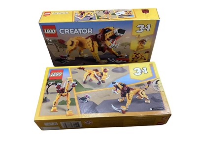 Lot 1857 - Lego Creator 3 in 1 Lion 31112 (x2) & 3 in 1 Dinosaur 31058 (x3), all boxed (5)