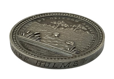 Lot 13 - Edwardian Royal Humane Society Silver Swimming Proficiency medal (54mm), EF, named to George Holms, training ship Wellestery, 1904. In Elkington & Co box of issue. Provenance: Property...