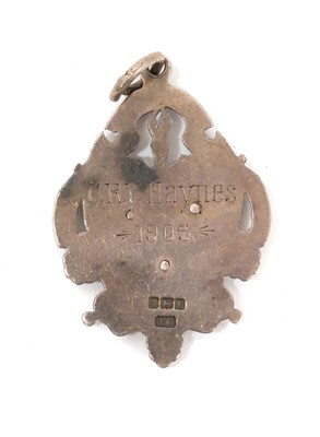 Lot 14 - Edwardian Humane Society for the Hundred of Salford silver and enamel fob / special proficiency medal, VF, engraved C. R. V. Haynes 1905, (Birmingham 1905), maker J C, in box of issue from W. Ba...