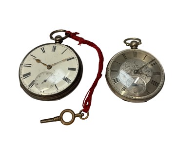 Lot 81 - Victorian silver cased pocket watch with movement signed Marsh, Dorking, together with another white metal pocket watch with silvered dial (2)