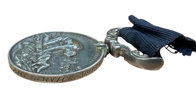 Lot 17 - Family pair to Father and Son comprising- Liverpool Shipwreck and Humane Society's Marine medal, (silver issue), EF, named to William L. Alcock. For Gallant Service. 3/9/1947 and Liverpool Shipw...