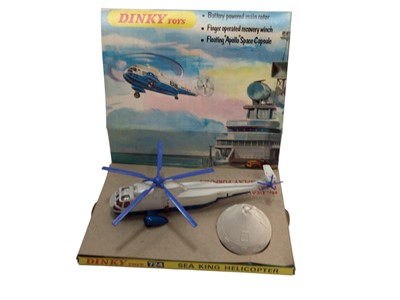 Lot 1929 - Dinky Toys Sea King Helicopter in original box, together with boxed Play Me Auto Gyro and group of Japanese tin plate helicopter models (1 box).
