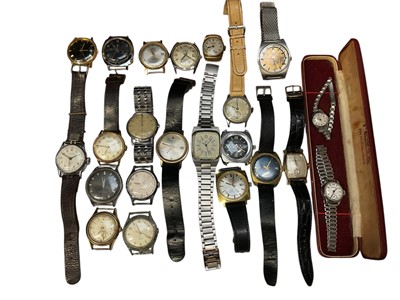 Lot 94 - Group of vintage wristwatches including Timex, Tissot, MuDu, Avia, Majex, Vertex etc