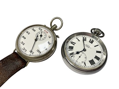 Lot 96 - Military pocket watch and military stopwatch (2)