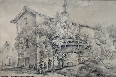 Lot 1318 - Richenda Cunningham, née Gurney (1782-1855) pencil drawing on stamped Bristol (Thomas) Creswick paper, ‘A Picardy Market’
