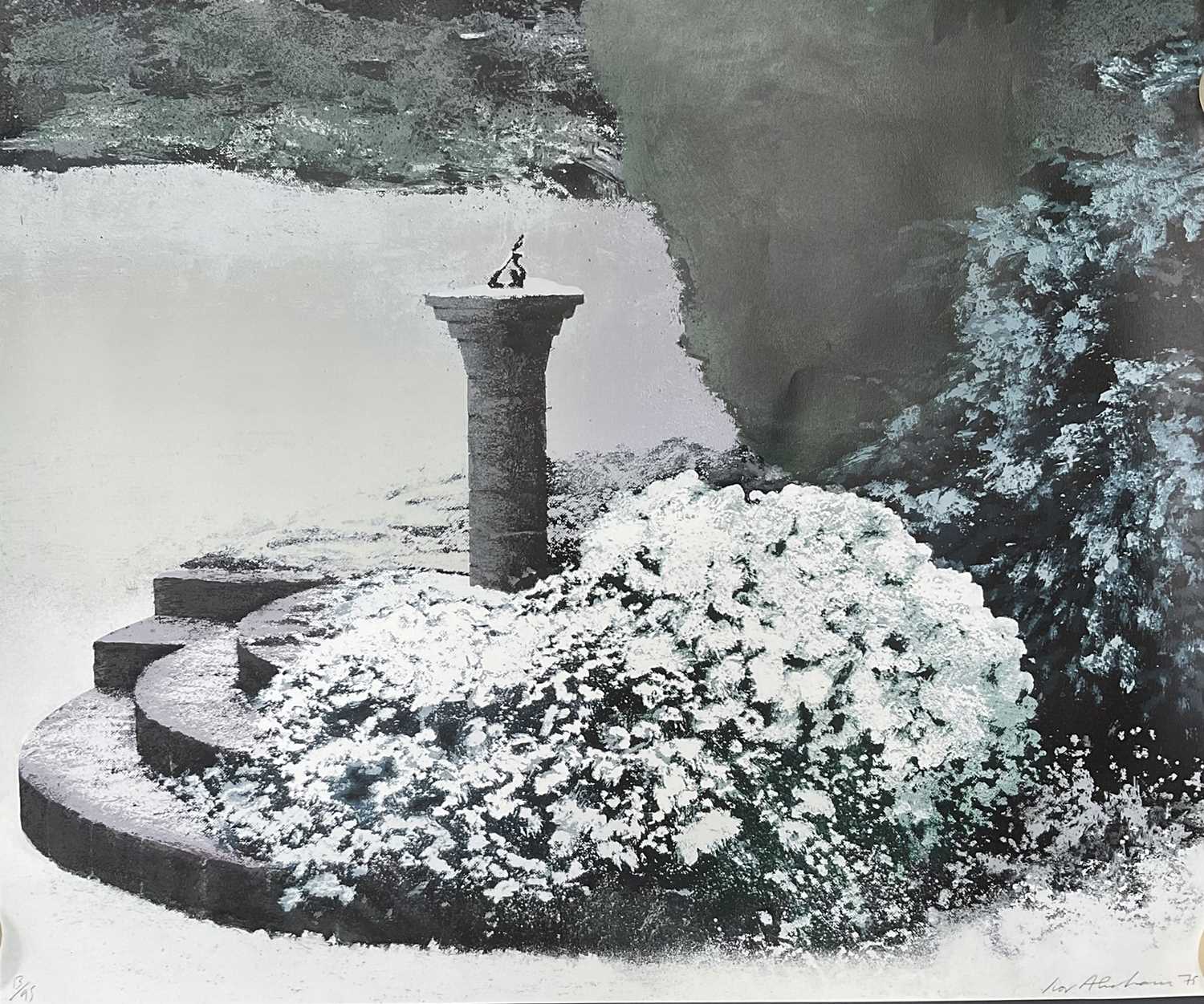 Lot 123 - Ivor Abrahams RA (1935-2015) acrylic paint on paper, ‘Winter Sundial’ (1975) from The Garden Suite, edition 13 of 95,101.5cm x 120cm, unframed signed and dated lower right
